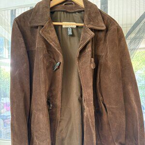 Vintage J. Crew Men's Brown Suede Leather Button Front Jacket